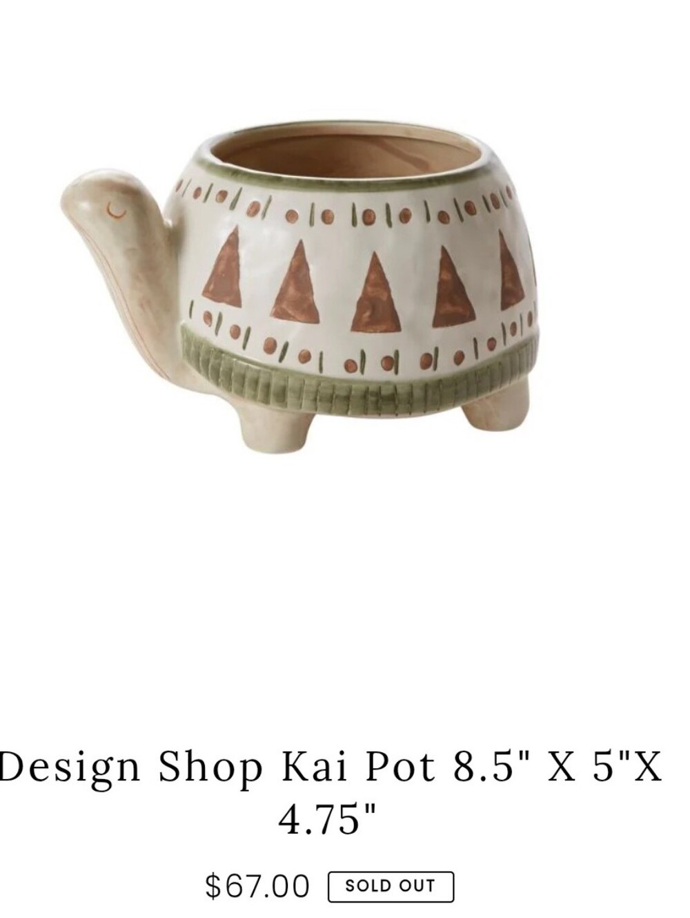 Kai Hand-Painted Turtle Ceramic Planter NEW